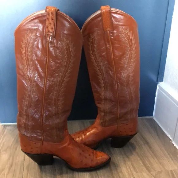 Larry Mahan Vintage Western Full Quill Ostrich Boots - Picture 11 of 15